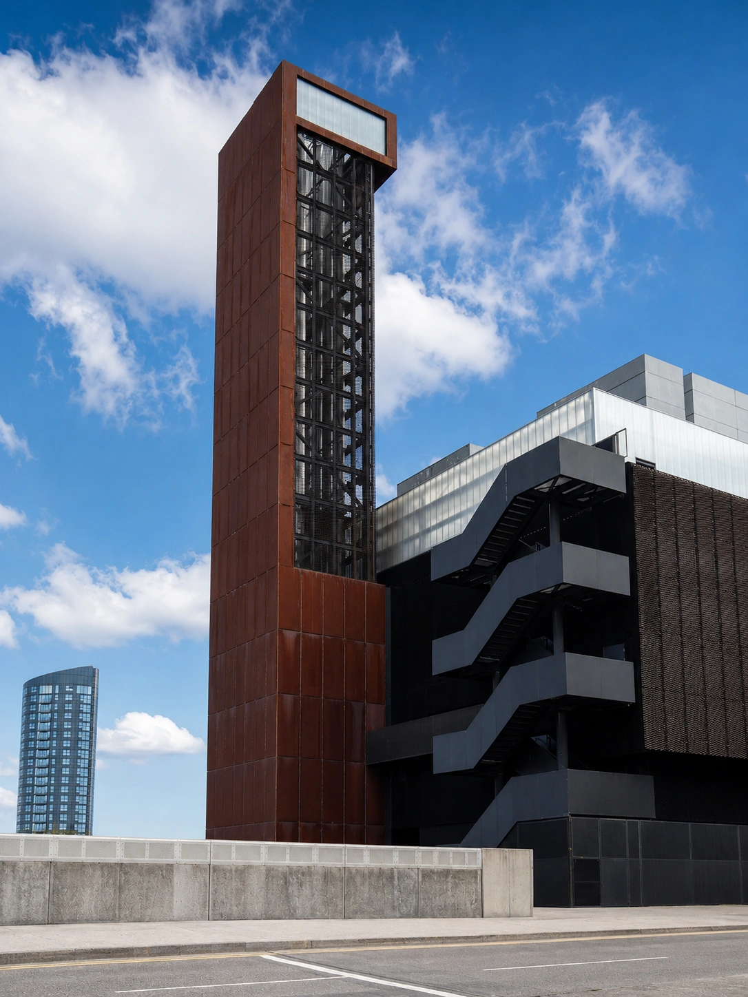 London 2012 Olympic Energy Centre flue and external stairs